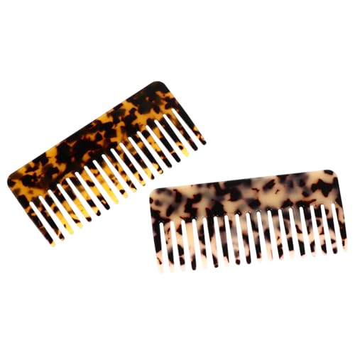 Sewroro Peines de Acetato Antiestáticos 2 Piezas Dientes Anchos para Cabello Mojado y Seco Colores Carey y Leopardo Desenredantes para Cabello Rizado y Flequillo Cuidados Diarios