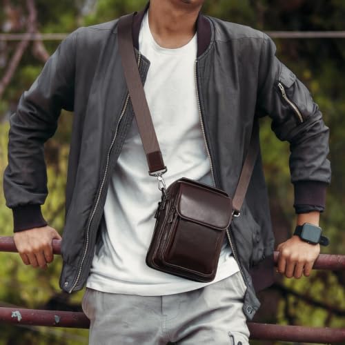 Image of Augus Genuine Leather Small Messenger Bag Crossbody