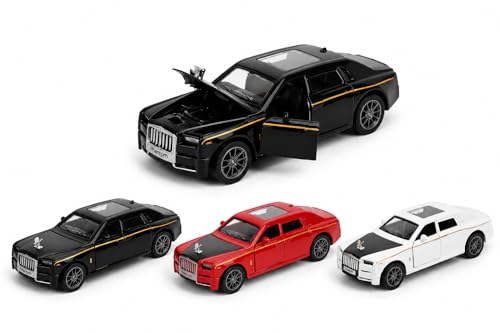 Image of Rolls-Royce Phantom Diecast Toy Car 1:36 Scale Alloy Metal Pull Back Car with Lights & Music | Openable Doors & Bonnet | Rubber Tires Luxury Model Car for Kids & Collectors (Random Color 1Pc)