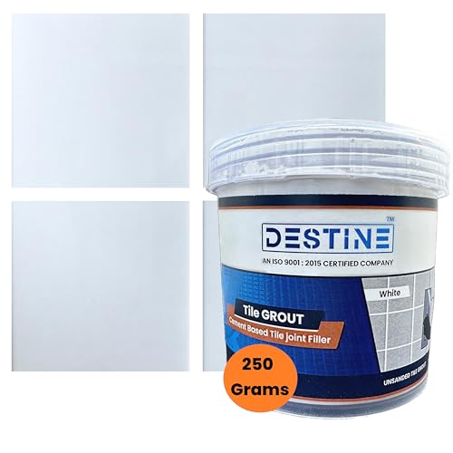 Image of DESTINE READY-TO-MIX inchTILE GROUT inch (16 COLOURS) (ALL PACKS: 100 Gm,250 Gm,400 Gm,800 Gm,1 Kg), Waterproof, Crack Filler, Cement Based Tile Gap Filler (250 Gm, White)