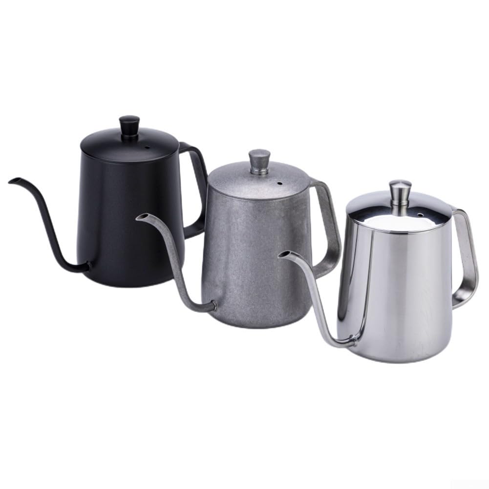 Caffettiere antigoccia a mano, struttura in acciaio inossidabile, capacità 350 ml e 600 ml (nero, 350 ml)