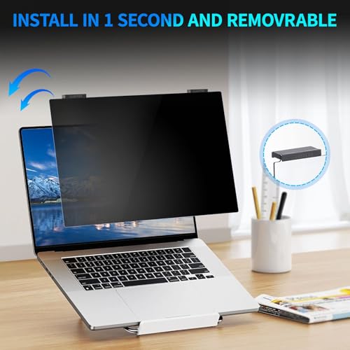 Image of Laptop Privacy Screen 13.3 inch, 9H Hanging Privacy Screen for Laptop for 16:9, Acrylic HD Eye Protection Anti Glare Blue Light Laptop Screen Privacy Filter