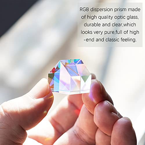 Image of 20mm Generic Optical RGB Dispersion Glass Prism X Cube Prism Creative Cabin Shape Square Color Prism Optical Glass Lens for Physics Teaching Art Decor Photography Props