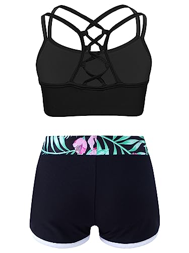 Kids Girls 2 Piece Outfits Sports Bra Tank Top with Booty Shorts Sets for Swim/Dance/workout/Gymnastics2