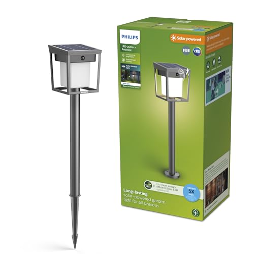 Philips Blaise UltraEfficient Outdoor Solar Pedestal Light, 3000K, 250/20lm, Anthracite