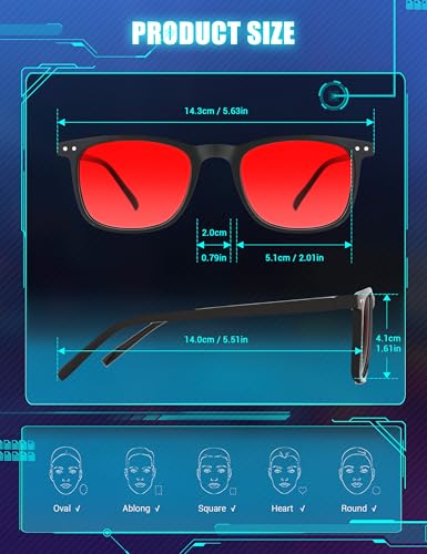 TIJN Sleep Glasses for 99% Blue Green Light Blocking Red Lens for Computer Gaming Screen Fatigue UV Protection