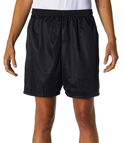 A4 Adult 5' Lined Tricot Mesh Shorts - Black - M