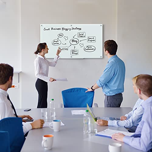 Image of Amazon Basics Glass Dry-Erase Board, Magnetic Frameless Whiteboard, Easy to Install, 96W inch x 48H inch