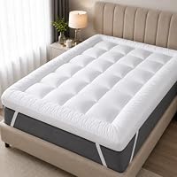 Mattress Topper Double Bed 10cm Thick Extra Deep Hotel Quality Soft Supportive Breathable Comfortable Quilted Double Mattress Bed Topper with Secure Elasticated Straps for Better Sleep
