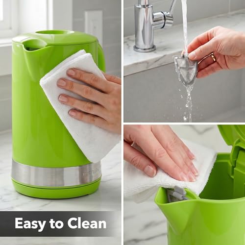 Image of OVENTE 1.8L Electric Kettle, BPA-Free with Easy-Fill Lid, Green KP413G | 1500W Fast Boiling Water Heater, Auto Shut-Off, Boil-Dry Protection, 360 Swivel Base, Clear-View Window, Removable Filter