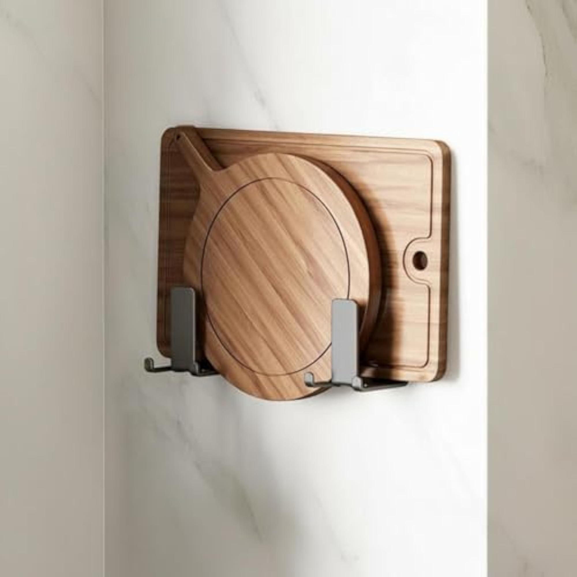 Stainless Steel No-Drill Wall Mount Cutting Board Rack