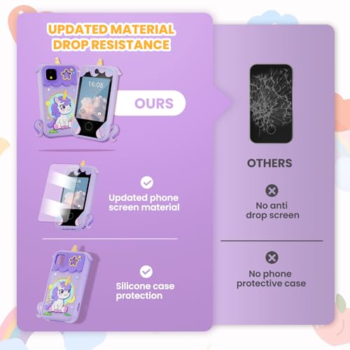 Kids Phone for Girl Toys, Christmas Birthday Gifts for Age 3-10 Year Old Girls Boys Toys, Kids Toddler Smart Phone, Detective Educational Learning Toys with 2.8" Touchscreen, Music Video Game (Purple) - Image 5