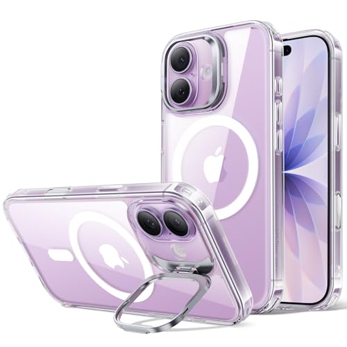 ESR for iPhone 17 Case with Stash Stand, Compatible with MagSafe, Military-Grade Drop Protection Magnetic Phone Case for iPhone 17, Scratch-Resistant Back Cover,Clear