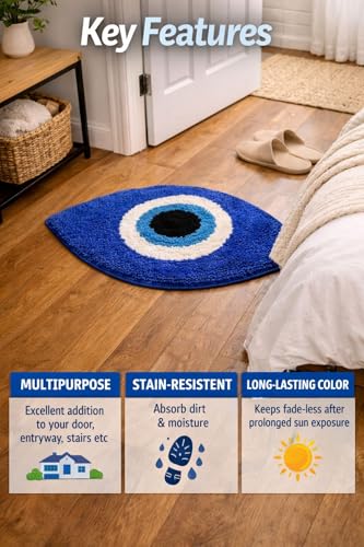 Image of Adequate Superb Soft Evil Eye Door mat Combo Set (2in1), Microfiber| Floor mat| Doormat for Home Entrance| Bathroom| Bedroom| Living Room| Kitchen| Pooja Room| Door mat Combo Pack| Rug| mat for Hall