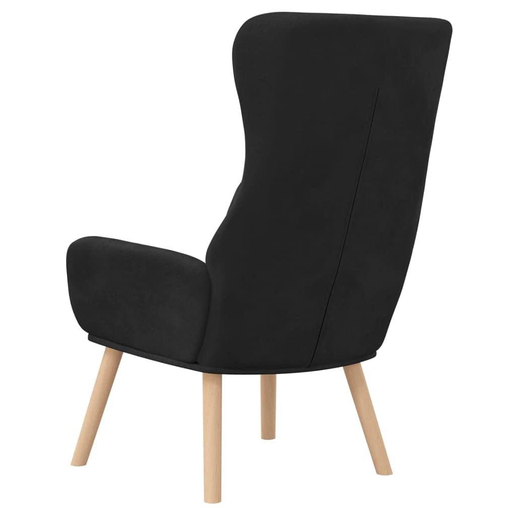 Poltrona relax in velluto nero, moderna poltrona imbottita con gambe e braccioli in legno massiccio, comoda poltrona da soggiorno per il relax, poltrona per TV, portata fino a 110 kg