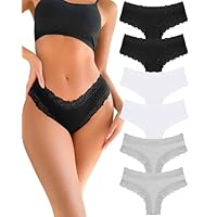 FINETOO Unterhosen Damen Baumwolle Spitze Brazilian Slip Damen Sexy Unterwäsche Frauen Atmungsaktiv Pantys Hipster Mehrpack 6
