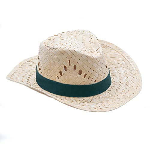 SILABA TONICA Sombreros de Paja para Bodas, Despedidas, Eventos - PACK 10 Sombreros Hombre y Mujer - Gorro Natur fabricado en Paja - Elige el Color de la Cinta