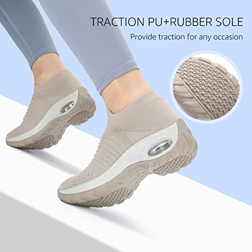 Image of HKR Women Walking Shoes Cushioned Slip On Sneakers
