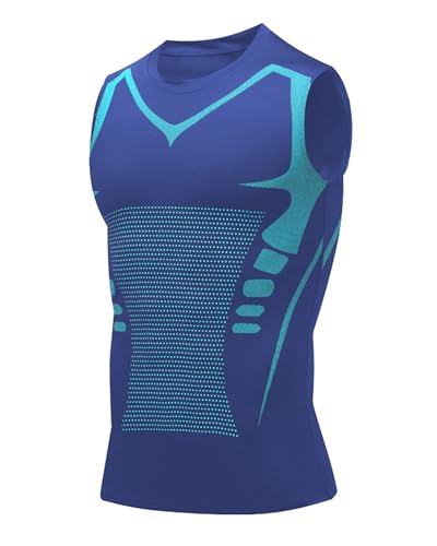 Image of Compression Shirt Men Slimming Body Shaper Vest Crewneck Workout Tank Top | Tummy Control Undershirts, Gynecomastia Compression Shirts, Back Support, Sleeveless Muscle Shirts, Shaping Tank Top
