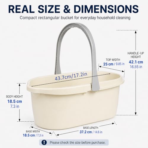 Image of Haundry 4.5 Gallon Cleaning Bucket, Good Grips Household Mop Bucket for Cleaning Supplies, Cleaning Caddy Organizer Basket with Handle, 17.1L, White