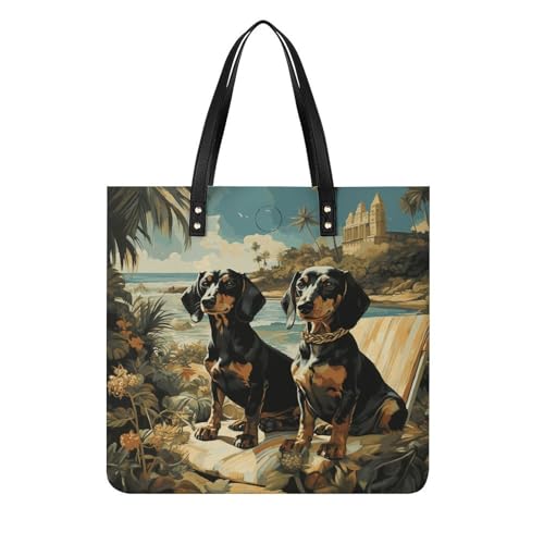 Sac seau pour femme motif teckel idéal pour le travail et les voyages