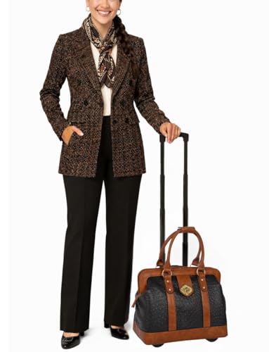 Image of JKM & Company Rolling Laptop Bag for Women | Designer Wheeled Briefcase | Fits 13-17 inch Laptops | Office Travel Computer Case