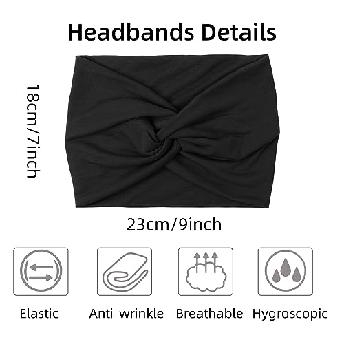 AKTVSHOW 7'' Wide Headbands for Women, 10 Pack Large Boho Turban Headband Fashion Non Slip Hairbands Thick Head Wraps Yoga Workout Hair Accessories - Image 3