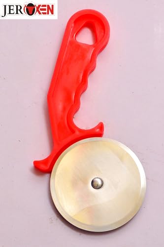 Image of Japnese Brand Quality Plastic Handle Steel Wheel Pizza Cutter Sandwich & Pastry Cake Cycle Cutter, Sharp, Wheel Type Cutter, Pack of 1