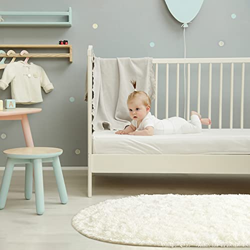 Tapete oval suave para dormitorio 2.6x5.3 ft crema miniatura 6