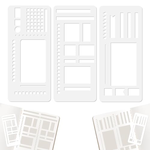 Pack de 3 plantillas flexibles para notas y dibujos, plantillas reutilizables para dibujar y listas de comprobación para diarios, marcadores, planificadores, pancartas, líneas y listas, plantilla de