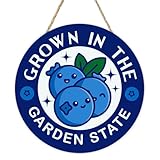 Bolisom Letrero de madera para puerta delantera, diseño de arándanos crecidos en el jardín, decoración del hogar, corona de madera para interiores y exteriores, decoración para colgar en la pared