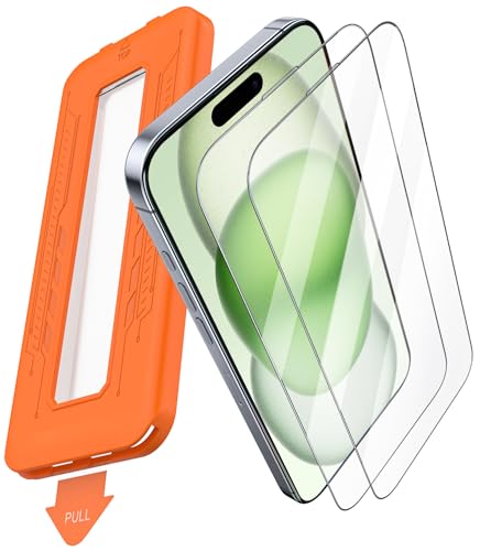 iPhone 15 ガラスフィルム【0気泡を5秒で完成】iPhone 15 6.1 保護フィルム 超簡単貼り付け 米軍MIL規格 落下保護 気泡ゼロ 滑らかな手触り 指紋防止 アイフォン 15 プロ用 強化ガラス 2枚セット「画期的なガイド枠」