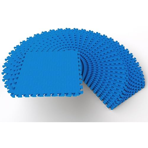 Image of BalanceFrom Puzzle Exercise Mat 1 /2 inch Thick, EVA Interlocking Foam Floor Tiles for Home Gym, Mat for Home Workout Equipment, Floor Padding for Kids, Blue, 24 in x 24 in x 1 /2 in, 144 Sq Ft - 36 Tiles | Tiles for Home Gym, Mat for Home Workout Equipment, Floor Padding for Kids, Blue, 24 in x 24 in x 1 /2 in, 144 Sq Ft-36 Tiles