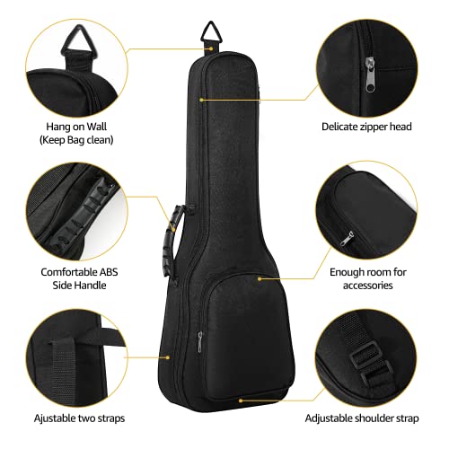Deviser Concert Ukulele Case Backpack 0.2 Inch Padding 23/24 Inch Ukulele Bag Abs Handle Big Pocket Ukulele Gig Bag 600D Waterproof Adjustable Straps #TOP3
