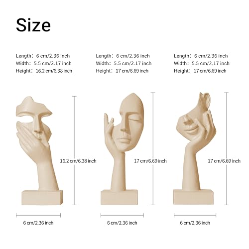 Juego de 3 estatuas pensadoras abstractas de resina miniatura 2