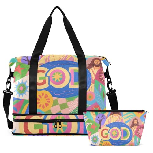 Bolsa de gimnasio impermeable con estampado animado y compartimento húmedo 2
