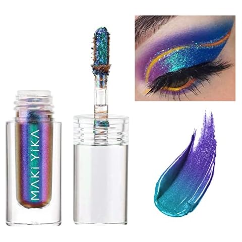 MAKI YIKA Glitter Eyeshadow Teal Liquid Multichrome Eyeshadows Long Lasting, Metallic Chameleon Eye Shadow Smudgeproof Holographic Multi-Dimensional Eye Looks (#3 Dawn) Cover