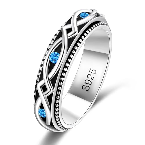 LYTTMAB S925 Sterling Silver Spinner Ring for Anxiety Women Men