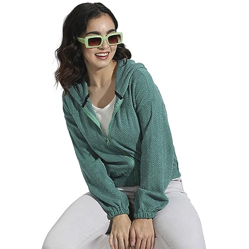 Image of PINACOLADA Women's Colorblock Sweatshirt with Ribbed Hem for Casual Wear | Low-High Neck | Long Sleeve | Button Closure | Cotton Sweatshirt Crafted with Comfort Fit for Everyday Wear