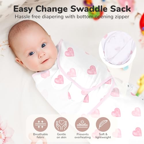 Image of Mama Cheetah Baby Swaddle Sack, 100% Organic Cotton Swaddling Sleep Sack 3-Pack, Infant Blanket, Swaddle Wrap, Easy Swaddles for Girls Large 3-6 Months