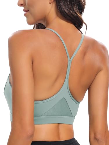 Image of RUNNING GIRL Y-Back Sports Bras for Women, Medium Impact Wirefree Padded Bra Workout Crop Top Longline Sports Bra Push up, Black