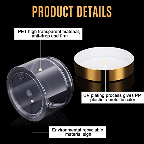 Image of Patelai 4 Pcs Plastic Jars Wide Mouth with Lids,4 Ounce,Gold