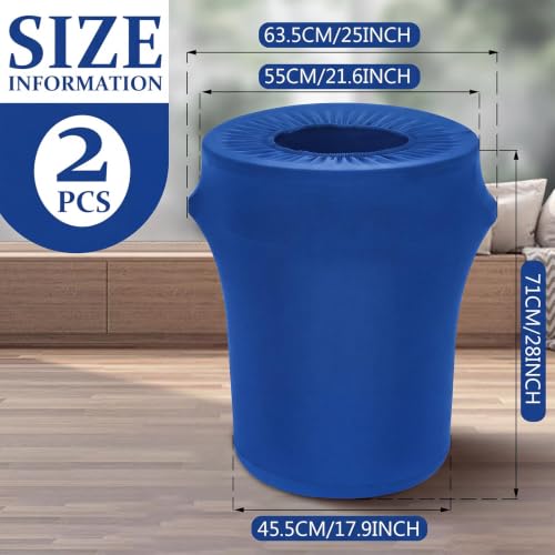 Image of Tanlade 2 Pcs 32 Gallon Stretch Spandex Trash Can Covers Round, Blue