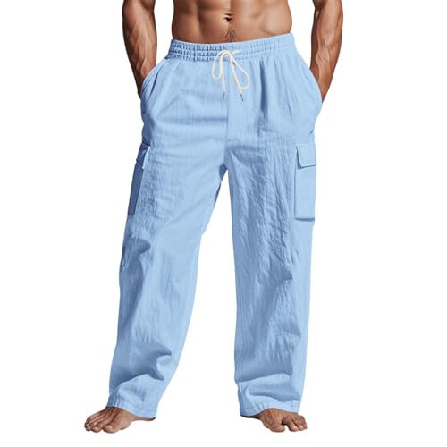 Pantalon décontracté en lin pour hommes à la coupe fluide et finitions soignées