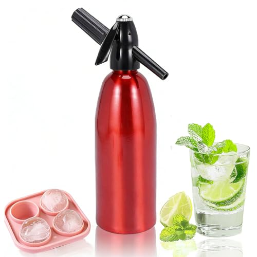 Soda Siphon 1L Portable Soda Maker Sparkling Water Maker for Home & Outdoor, Aluminium Carbonated Water Machines, Seltzer Water Maker for Making Soda,Cocktails, Use 8g CO2 Cartridges (Not Included)