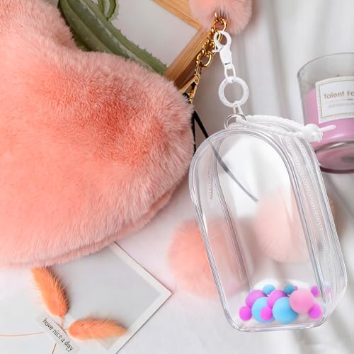 Image of Mity rain 2PCS Clear Collectible Display Bag with Keychain | Transparent Storage & Carrying Case for Mini Figures, Models, Blind Box Items 7.5Inches