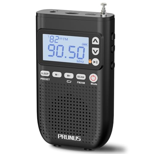 Image of Newest PRUNUS J-618 Portable Radio AM FM to Bluetooth Earphone, as Bluetooth Speaker, 2000mah Rechargeable, Preset, TF Card Shuffle Play, Headphone Jack, Sleep Timer, Walkman, Digital