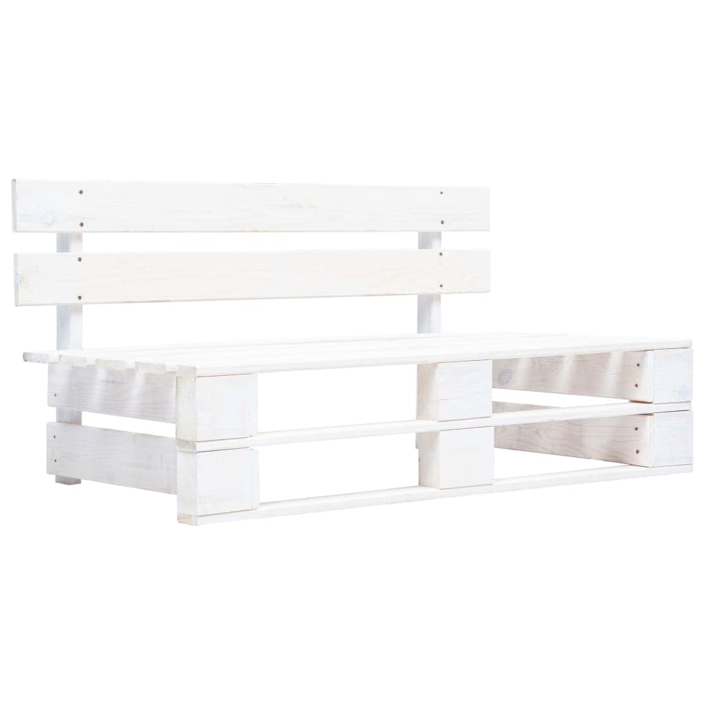 vidaXL Sofá Central de Palés para Jardín Mobiliario Muebles Exterior Patio Terraza Hogar Silla Asiento Suave Robusto Blanco Madera Pino Impregnada