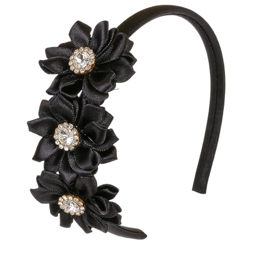 Soft Fabric Floral Rhinestones Hair Hoop Props with Nonslip Feature for Uncomfort Long Term Wear in Active Setting Multi Petal R