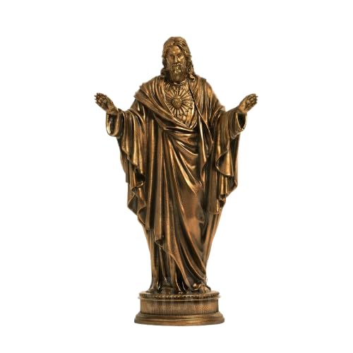 Image of SILAII The Sacred Heart of Jesus Car Dashboard Idol - 3.5 Inch | Miniature Jesus Christ Statue for Car Interior Decor | Antique Bronze Finish | Ideal for Prayer Room & Gifting